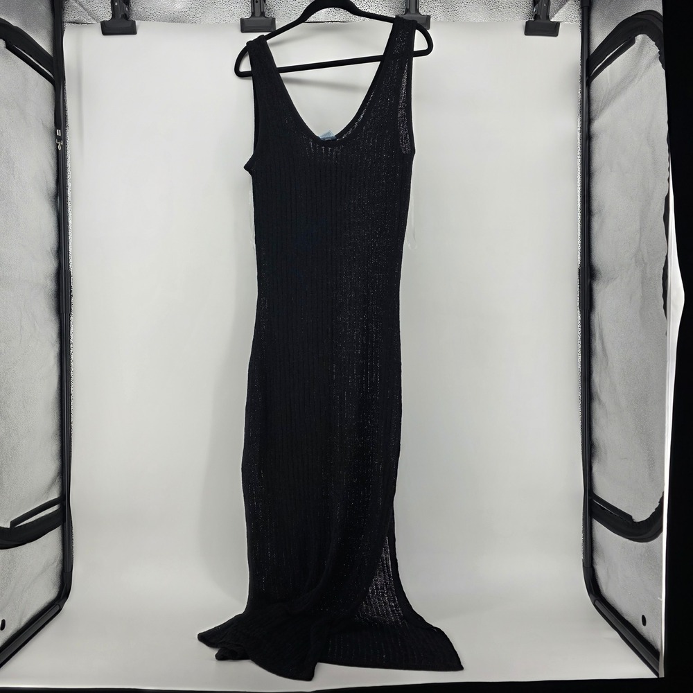 Shade & Shore Womens Black Knit Sleeveless Maxi Dress Swim Cover Up XL (723)